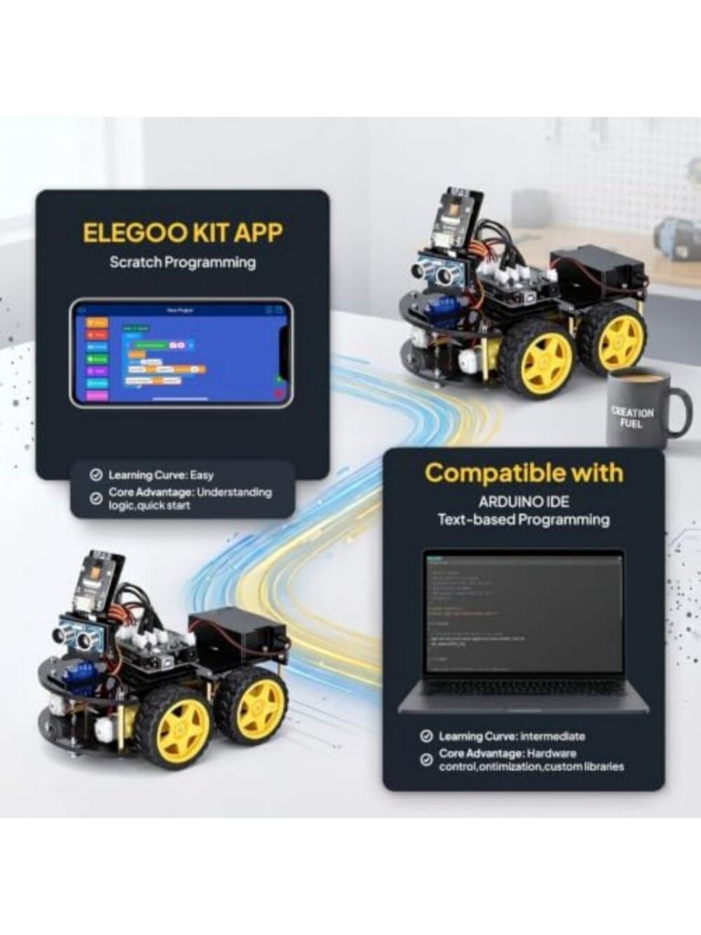 Smart Robot Car Kit V4 with Camera, Arduino Compatible, DIY Robotics Project - Picture 3 of 6